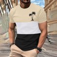 thumbnail image 2 of Mens Casual Pantalones Cortos Cuello Redondo Patchwork Impresión Suéter Blusa de Fitness, Camisetas para Hombre, 2 of 4