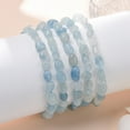 thumbnail image 4 of 1pc Aquamarine Bead Stretch Bracelets Tumbled Stone 2~2-1/4 inch(5.2~5.6cm) Bead: 7~13x6~10mm, 4 of 4