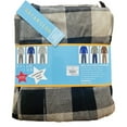 thumbnail image 2 of Grey/Black Buffalo Plaid Mens' 2-Piece Fleece Pajama Set (top-bottom Loungewear) SIZE- L, 2 of 5