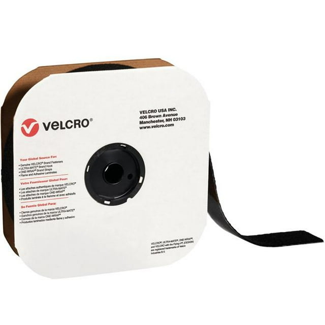 Box Partners VEL163 4 in. x 75 ft. Loop Black Cloth Hook & Eye Brand Tape Individual Strips