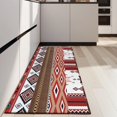 thumbnail image 4 of Red Boho Tribal Diamonds and Rectangles Pattern Kitchen Rug Mat,Kitchen Runner Rugs Non Skid Washable,Decorative Kitchen Floor Mats for Kitchen,Sink,Laundry,17"X47", 4 of 5