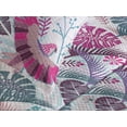 thumbnail image 3 of Ambesonne Exotic Quilted Coverlet 3 Pcs, Monstera Leaves Ethnic Bird, King Size, Magenta Cadet Blue Plum, 3 of 4