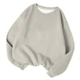 thumbnail image 1 of Annhoo Chandails en Molleton à Col Rond pour Femmes Automne Manches Longues Pull Confortable Blouses Décontractées Couleur Unie Chandails en Molleton, 1 of 4