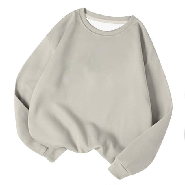 Annhoo Chandails en Molleton à Col Rond pour Femmes Automne Manches Longues Pull Confortable Blouses Décontractées Couleur Unie Chandails en Molleton