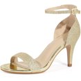 thumbnail image 1 of BLISSFUL STEP Women's Open Toe Glitter Ankle Strap Stiletto Heel Sandals, 1 of 7