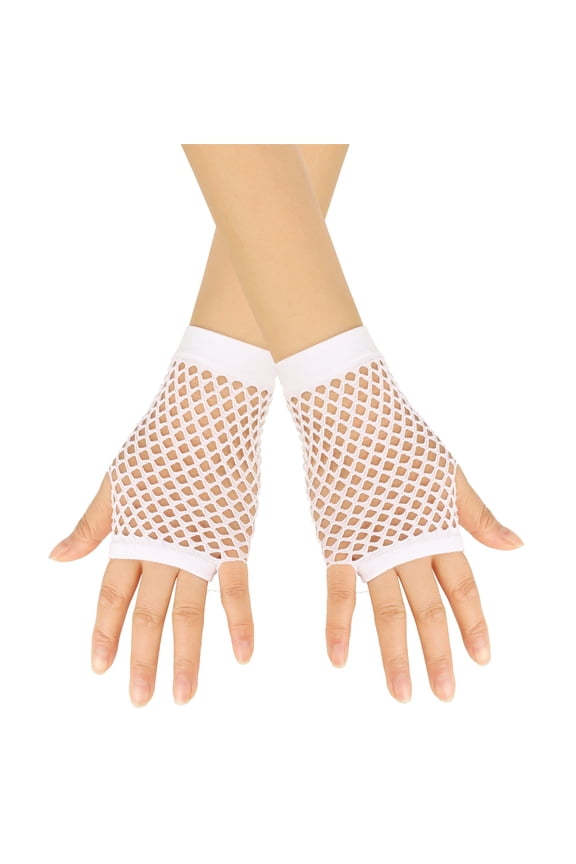 Fingerless Fishnet Neon Gloves 80s Fishnet Gloves Short Fishnet Mesh Fingerless Gloves For Women And Girls 80s 90s Party Accessories Supplies Mesh Gloves White