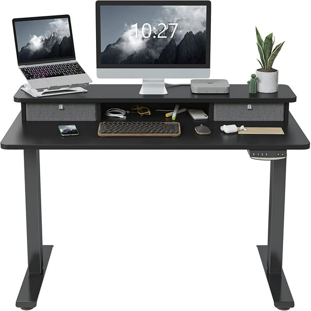 FEZIBO Height Adjustable Electric Standing Desk with Double Drawer, 40