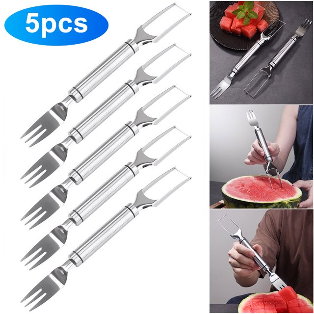 Cortador Tenedor Sandía 2 en 1 Acero Inoxidable Herramientas para Frutas