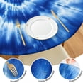 thumbnail image 4 of Blue White Tie Dye Spiral Pattern Round Fitted Tablecloth with Elastic Edge,Dining Table Cover Waterproof,Outdoor Round Tablecloth for Camping,Dining,Indoor and Outdoor, 4 of 7