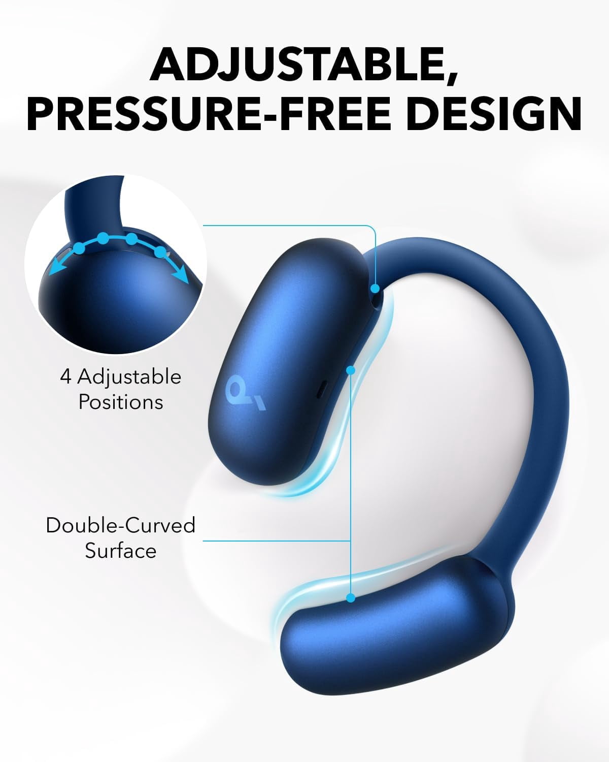 Restored Like New Soundcore AeroFit 2 by Anker, Open-Ear Headphones, Adjustable Ear Hooks, Snug Fit (Refurbished)