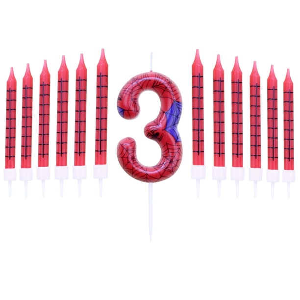 Juego de velas con estampado temático Números 0-9 + 12 velas Velas decorativas para hornear cumpleaños