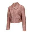 thumbnail image 7 of Top Style Trends for Women!ChaoHeng Ladies Jackets Lightweight Petite Tops Button 2024 Clearance,Womens Solid Color Short Thin Leather Jacket Long Sleeved Casual Jacket(Pink,S), 7 of 7