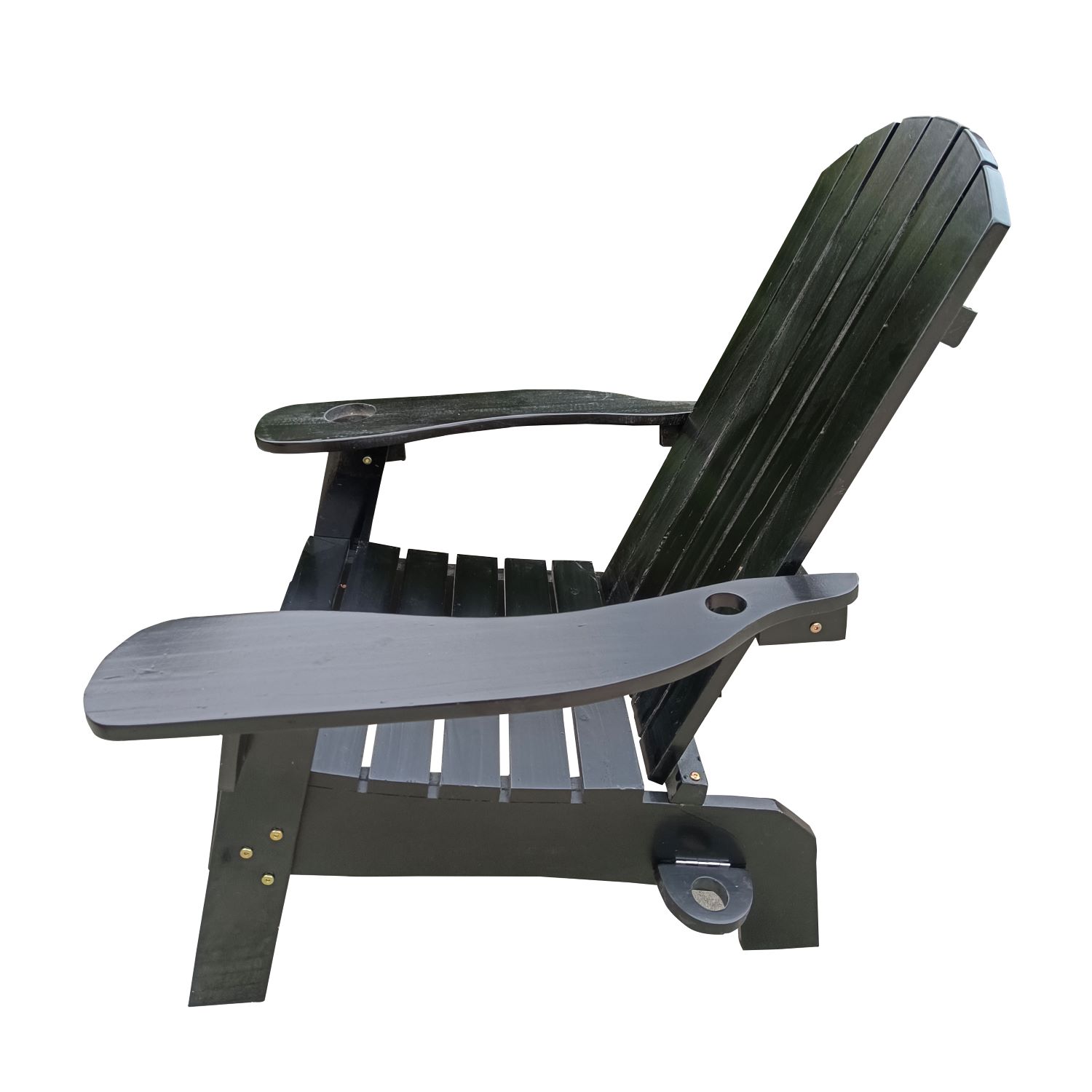 Resenkos Indoor/Outdoor Wood Adirondack Chair, Polywood Adirondack Chair with Hole to Hold Umbrella on The Arm, Black