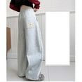 thumbnail image 5 of YunPes Girls' Cute Flowers Embroidered Trousers Oversized Wide Leg Pants Casual Drawstring Elastic Sweatpants for School Streetwear, 5 of 7