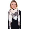 thumbnail image 2 of Market & Layne Women's Soft Plaid Blanket Scarf, Ivory/Grey/White, 2 of 2