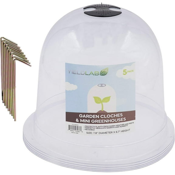 Garden Cloche Dome - 10 Pack Plastic Humidity Cloches for Plants - Greenhouse, Nursery, Indoor, Outdoor, Garden, Soil & Seedling - Humidity Dome for Plants