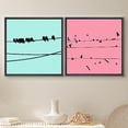 thumbnail image 2 of PixonSign Framed Wall Art Print Set Birds on Teal and Red Backgrounds Nature Wilderness Digital Art Modern Art Chic Group Colorful Multicolor Ultra for Living Room, Bedroom, Office - 24"x24"x2 Black, 2 of 5
