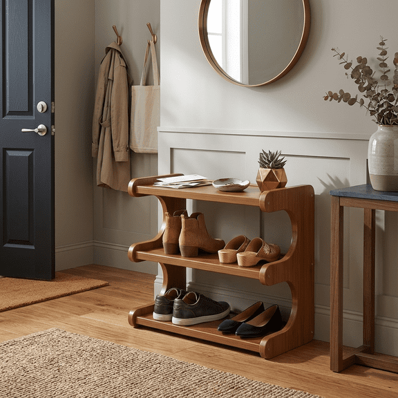 AISWORD 3-Tier Bamboo Shoe Rack Organizer,Free-Standing Shoe Storage Shelf for Entryway,Closet,Bedroom