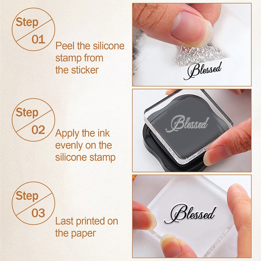 6Pcs PVC Plastic Clear Stamps Set for DIY Scrapbooking Photo Album Decorative Cards Making with 6Pcs Acrylic Sheets and 20 Colors Ink Pad Stamps
