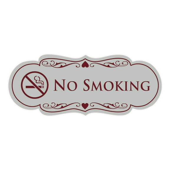 Designer No Smoking Sign(Light Grey / Burgundy) - Small