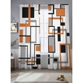 thumbnail image 2 of Retro Middle Sheer Curtains 96 inches Long 2 Panels Set Ages Abstract Geometric Orange Black Square Tiers Sheers Rod Pocket Small Window Short Curtains for Kitchen Cafe, Each 52" W x 96" L, 2 of 7