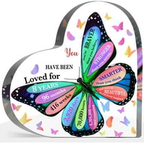 Happy 8 Gift for Birthdays, 8th Birthday Acrylic Sign, Inspirational Butterfly Keepsake Sign for Girls Boys, 8 Year Old Girl Gift for Birthdays Idea for Daughter Girls, Table Desk for Home 4x4 inch