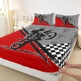 thumbnail image 3 of jejeloiu Motorcycle Motor Biker Bed Sheets,Red Gray Black King Sheets For Boys Kids 4 Pieces, 3 of 7