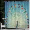 thumbnail image 4 of Ambesonne Vintage Shower Curtain, Ferris Wheel Fun Retro, 69"Wx75"L, Blue, 4 of 5