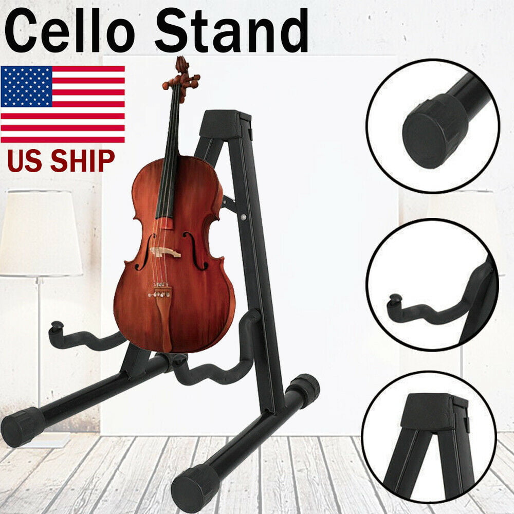 Kuyal Adjustable Folding Cello Stand for 1/8-4/4 Cellos-Black 