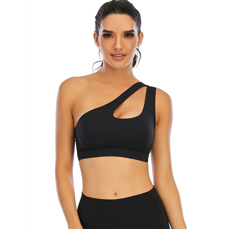 One Shoulder Sports Bra for Women One Strap Sports Bra Removable