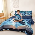 thumbnail image 3 of Castle Fairy Winter Castle Twin Bedding Sets 7-Piece for Kids, Northern Lights Bedding Comforter Set for Bedroom, Blue and Green,Navy Blue Reversible, 3 of 7