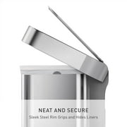 simplehuman Kitchen Recycling Trash Can, 58 Liter / 15.3 Gallon, Stainless Steel, Soft Close Lid Liner Rim Step Garbage Bin, Brushed Stainless Steel With Plastic Lid