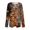 thumbnail image 4 of Stormdoing T Shirts for Women Winter Fall Round Neck Shirt Long Sleeve Ethnic Print Blouse Regular Casual Tops, 4 of 4