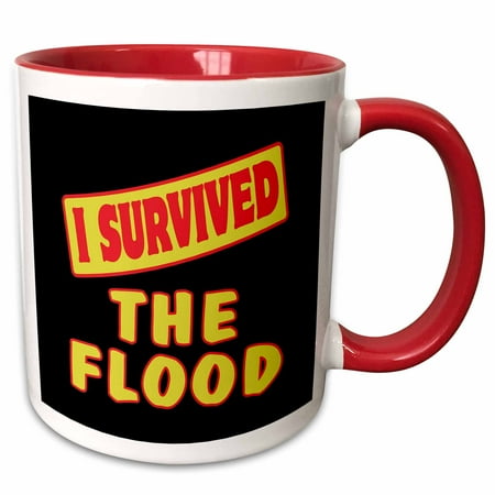 

3dRose I Survived The Flood Survial Pride And Humor Design - Two Tone Red Mug 11-ounce