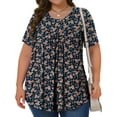 thumbnail image 2 of Fantaslook Womens Plus Size Tops Tunic Short Sleeve Shirts Floral Blouses Loose Summer Tops, 2 of 5
