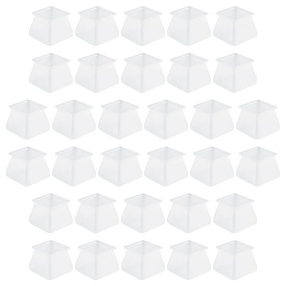 32Pcs Furniture Silicon Protection Cover - Square Silicone Chair Leg Floor Protectors - Chair Leg Caps Furniture Table Feet Cover - Prevents Scratches and Noise