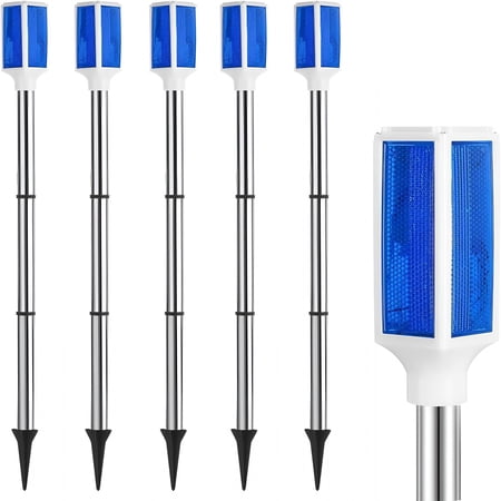 HIBIBUD 5 Pcs Solar Driveway Markers Blue Outdoor Landscape Lights