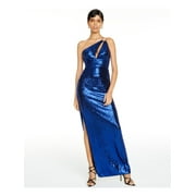 AIDAN MATTOX Womens Blue Spaghetti Strap Full-Length Sheath Formal Dress 0