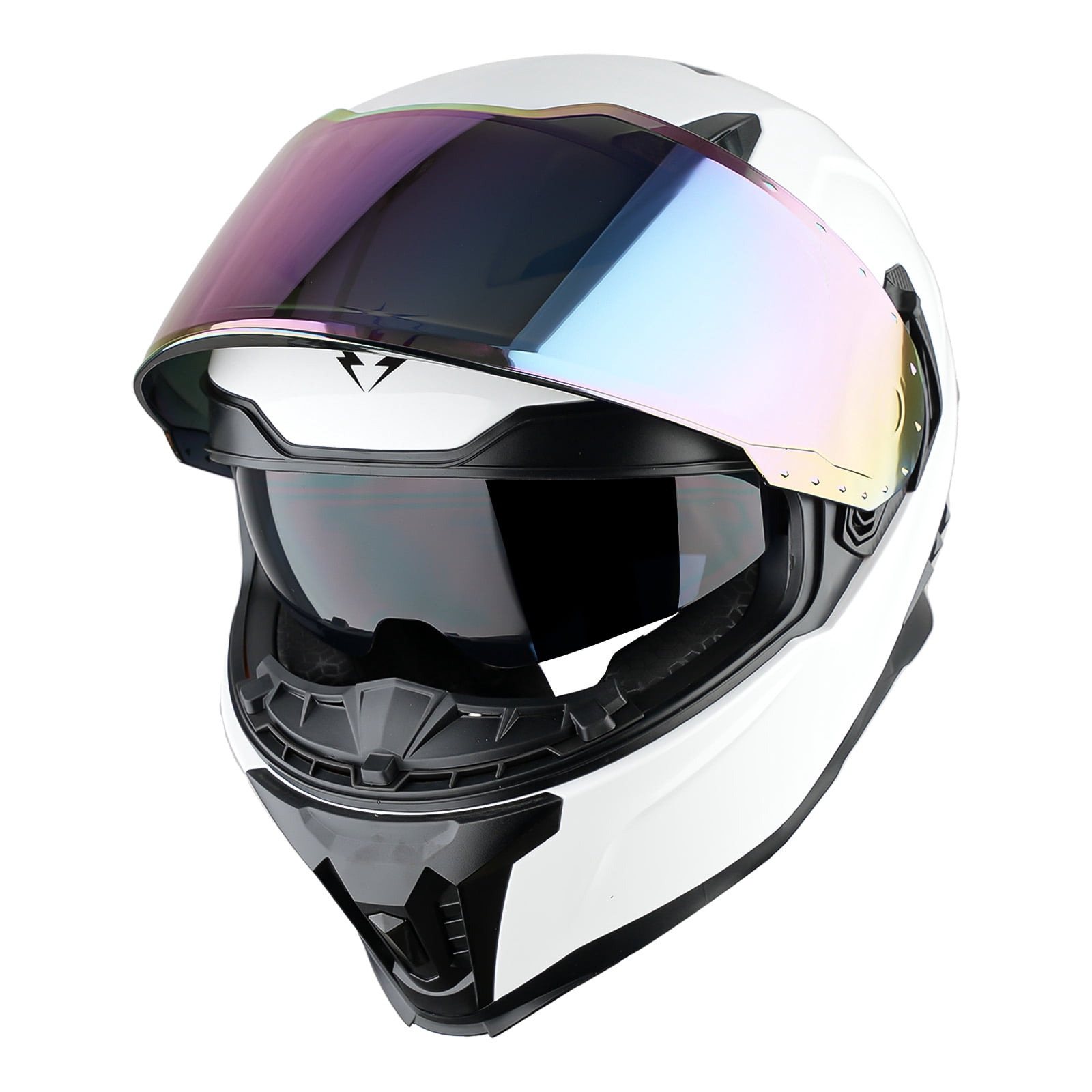 1Storm Motorcycle Full Face Helmet for Adults Men and Women Street Bike Racing Helmet DOT Approved with one Extra Clear Shield: KT828 Glossy White