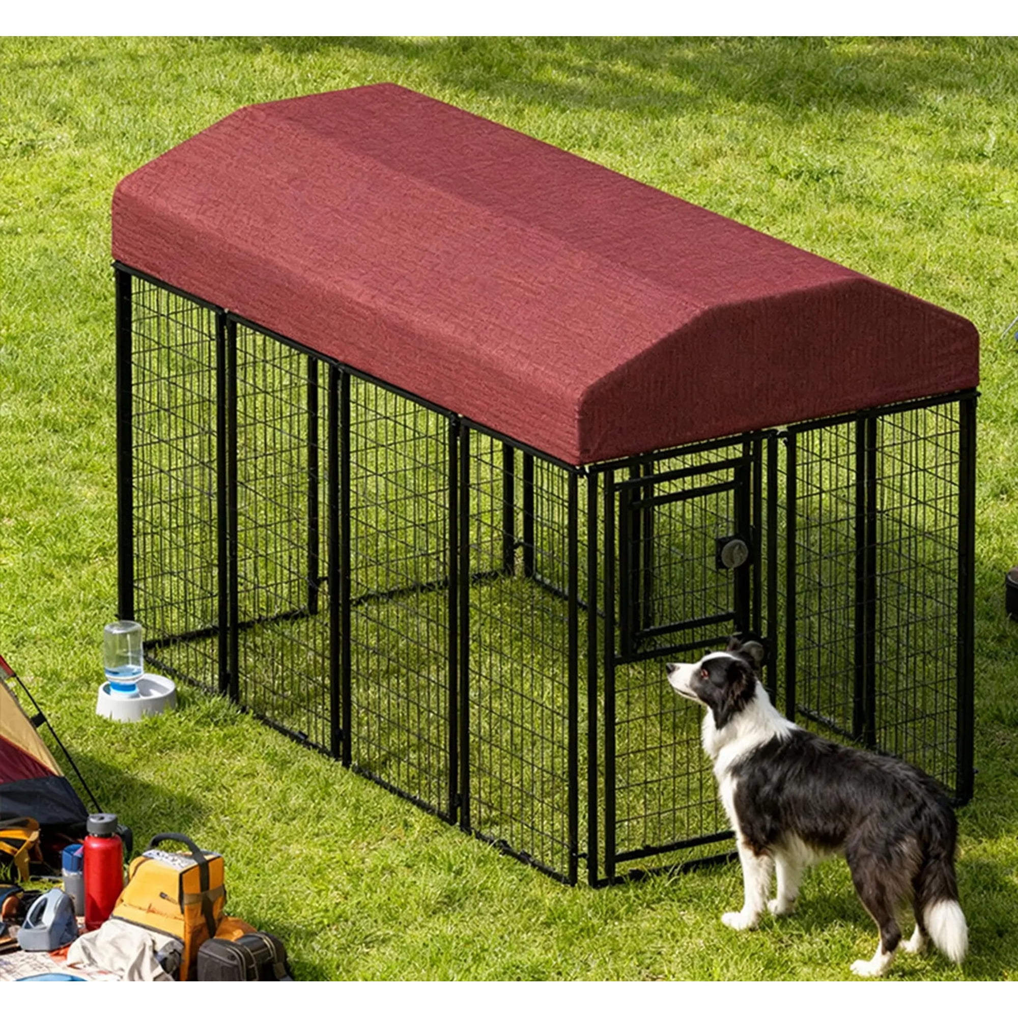 Dog Kennel Outdoor with Roof Cover for Large Dogs Heavy Duty Dog Fence Welded Wire Catio Retriever Dog Playpen