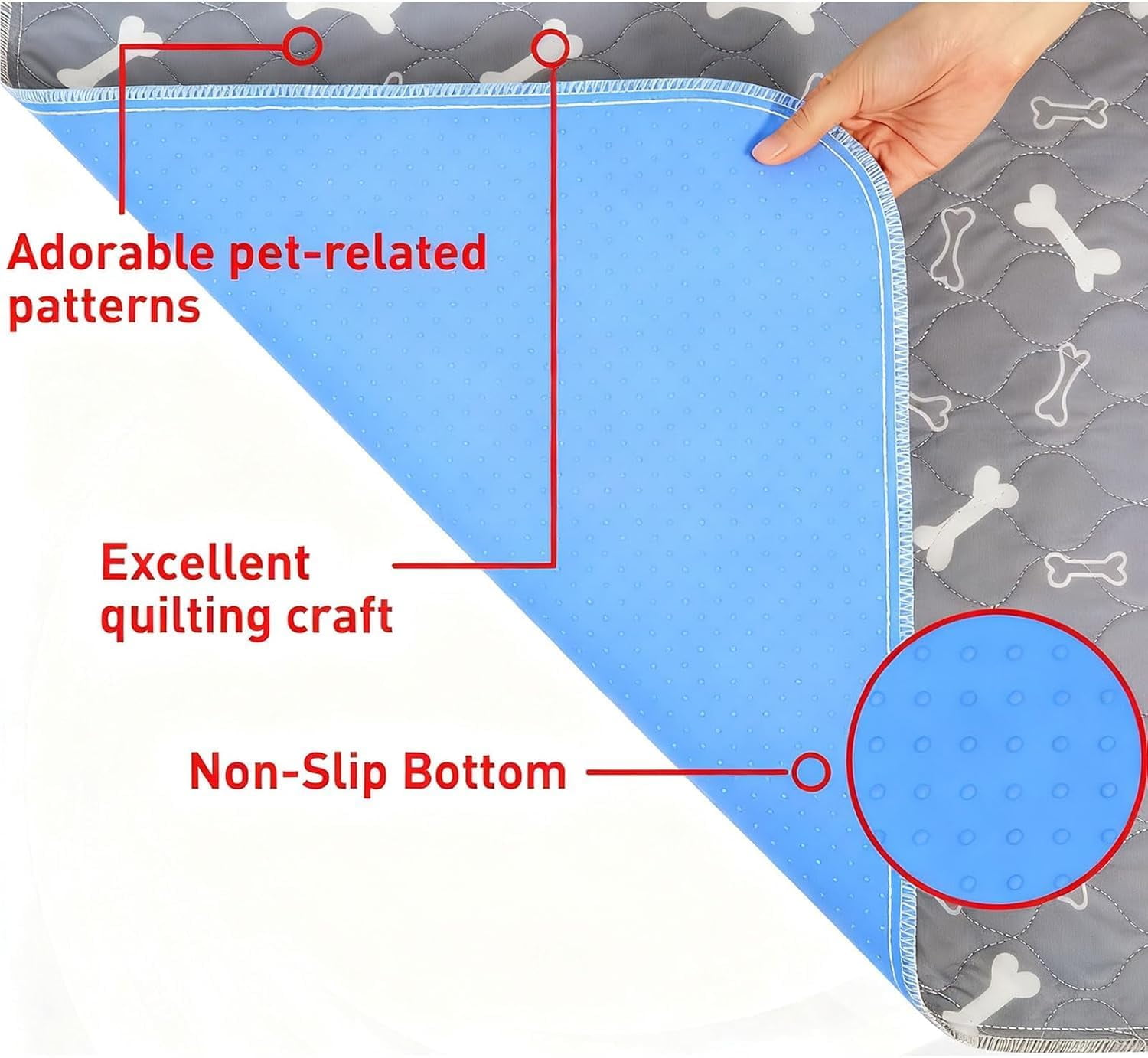 Puppypad Pee Pads with Pheromones, 4-Layer Leak-Proof Protection and Non-Slip Bottom for Effective Housebreaking and Odor Control, Washable & Reusable Dog Training Pads
