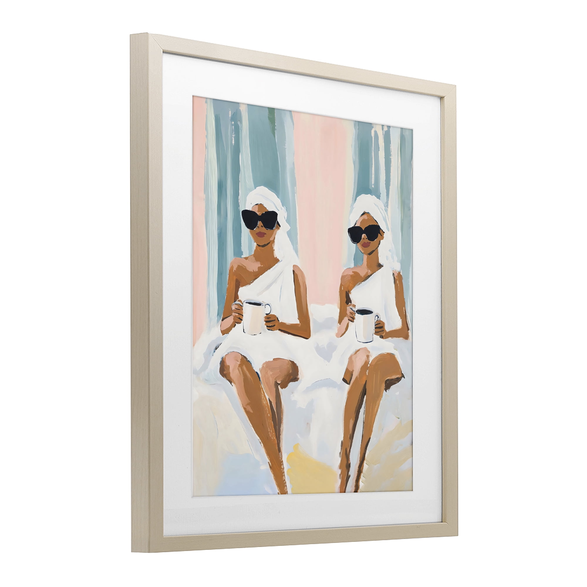 Stupell Industries Girls Spa Day with Coffee Birch Framed Print Under Glass, design by The Prints Vibe
