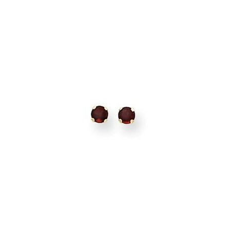 14k Yellow Gold Children's 3mm Synthetic Garnet Post Stud Earrings