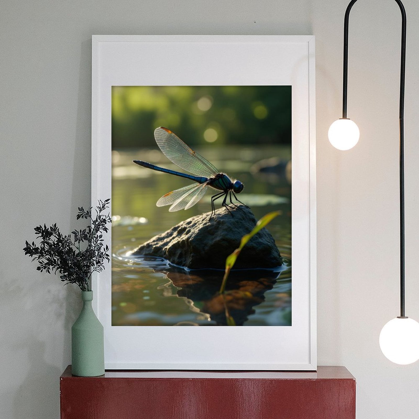 Diamond Art Kit for Adults, Dragonfly Resting On Rock Diamond Painting for Adults Beginners, 5D DIY Diamond Art Painting Kits, Colorful Diamond Painting Craft for Home Decor 12x16