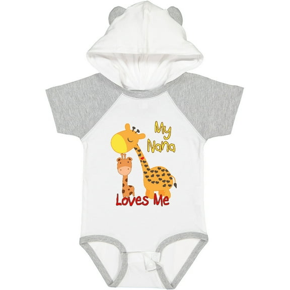 Inktastic My Nana Loves Me Giraffe Boys or Girls Baby Bodysuit
