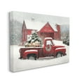 thumbnail image 3 of Tree Farm Red Truck Wintery Snow Flurries Transportation Painting Gallery-Wrapped Canvas Print Wall Art, 3 of 7