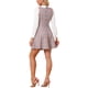 thumbnail image 3 of Vestido mini A-line de manga larga con cuello Peter Pan de cuadros para mujer Inspire Chic L Rosa, 3 of 6