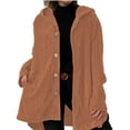 thumbnail image 1 of Chaqueta de Otoño para Mujer con Capucha, Informal, con Botones, Larga, Holgada, de , con Bolsillos. Marrón XXL, 1 of 7