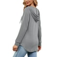 thumbnail image 3 of Gomelly Women Hooded Tunic Tops Drawstring Sweatshirt Casual T-shirt Hoodies Ladies Loose Fit Sport Pullover V Neck Grey S, 3 of 4