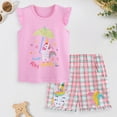 thumbnail image 2 of Toddler Girl Tank Outfit Set Toddler Girl Magical Outfit Unicorn Print Tank Top & Plaid Shorts Casual Playwear Set, 2 of 8